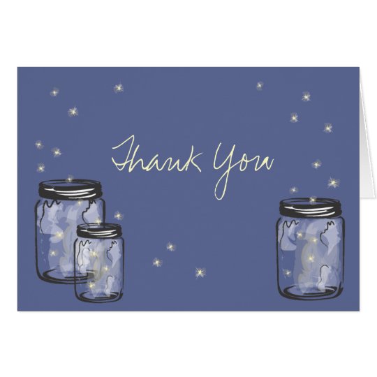 3 Mason Jars filled with Fireflies Card