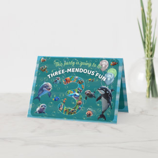 3-mendous Party Custom Folded Horizontal Invite