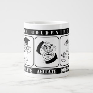 3 monkeys educate agitate organize large coffee mug
