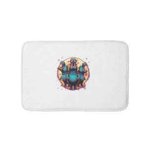 3 Moo Deng Moon Howling Moo Deng Hippo Meme Men Wo Bath Mat