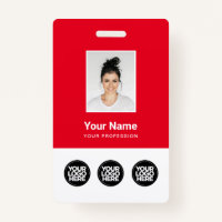 3 Multiple Logos Employee Photo, Bar Code , Name B