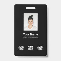 3 Multiple Logos Employee Photo, Bar Code , Name B