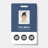 3 Multiple Logos Employee Photo, Bar Code , Name
