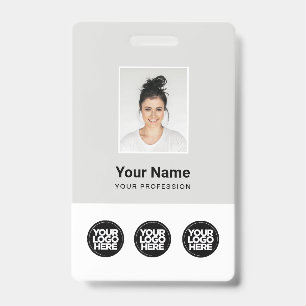 3 Multiple Logos Employee Photo, Bar Code , Name Badge
