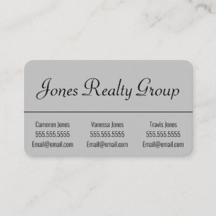 3 Names QR Code Logo Grey Modern Small Business Card