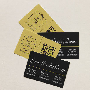 3 Noms Code QR Logo   Carte de visite moderne noir