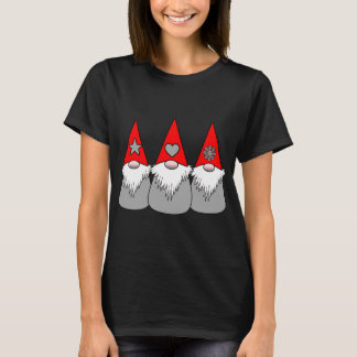 3 Nordic Gnomes Christmas Winter Red Grey Hats XMA T-Shirt