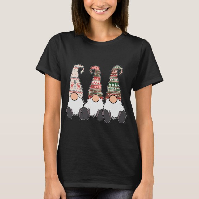3 Nordic Gnomes Winter Christmas Swedish Tomte Cut T-Shirt (Front)