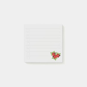3 Notes post-it de fleurs rouges