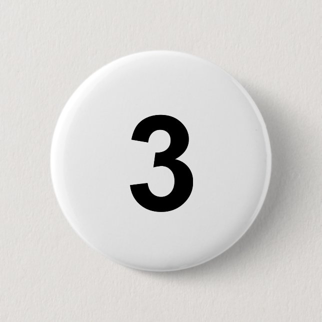 3 - number three 2 inch round button (Front)