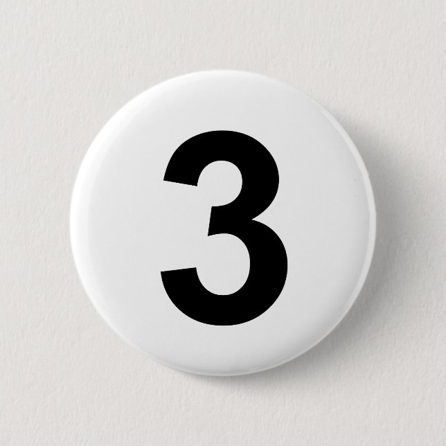 3 - number three 2 inch round button (Front)