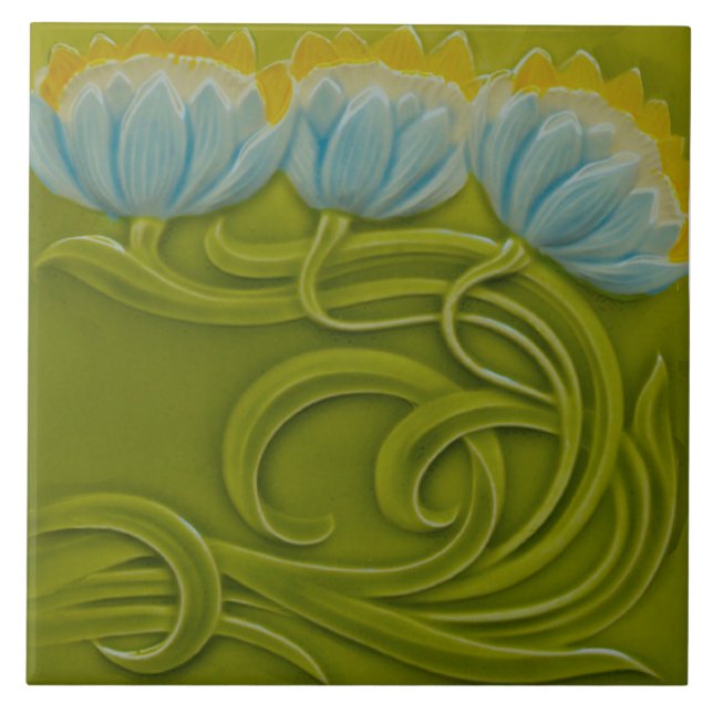 #3 of 3 Repro German Art Nouveau Jugendstil Tile (Front)