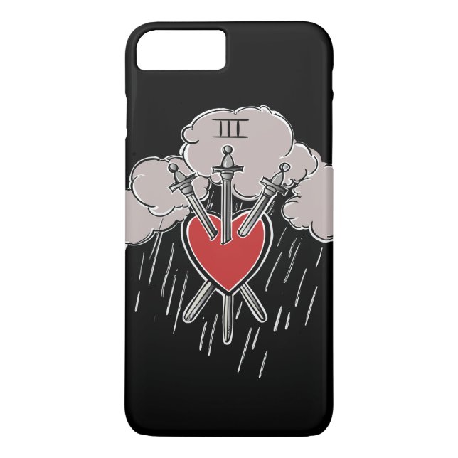 3 of Swords Love Heart Tarot Illustration Case-Mate iPhone Case (Back)