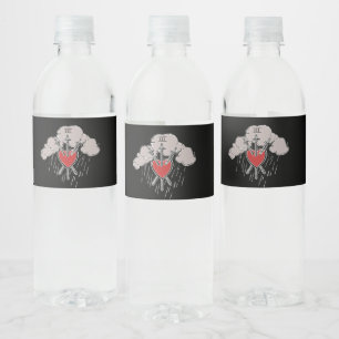 3 of Swords Love Heart Tarot Illustration Three Water Bottle Label