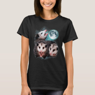 3 Opossum Moon Howling Opossum Head Funny For Men, T-Shirt
