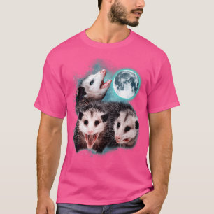 3 Opossum Moon Howling Opossum Head Funny For T-Shirt