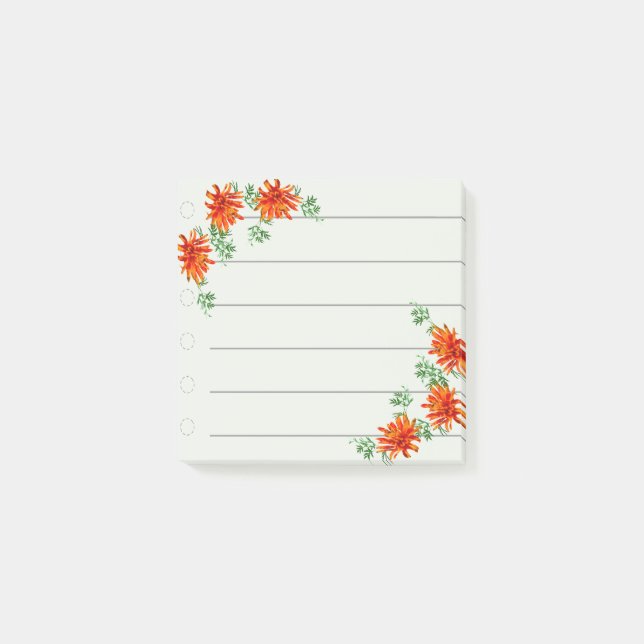 3 Orange Flowers Note (Front)