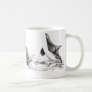 3 Orcas Playing Basic Mug