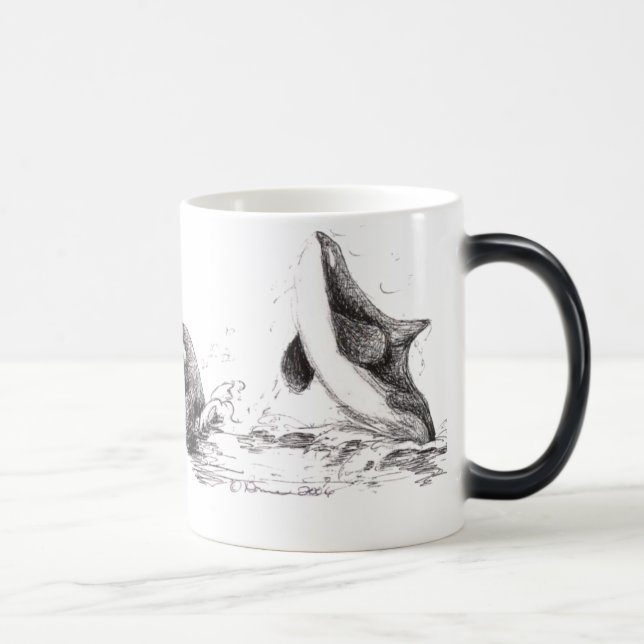 3 Orcas Playing Morphing Mug (Right)