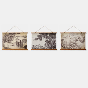 3 Oriental landscapes hanging tapestry