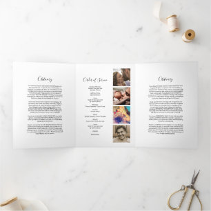3 Page Funeral Order of Service   Memorial Program Tri-Fold Invitation