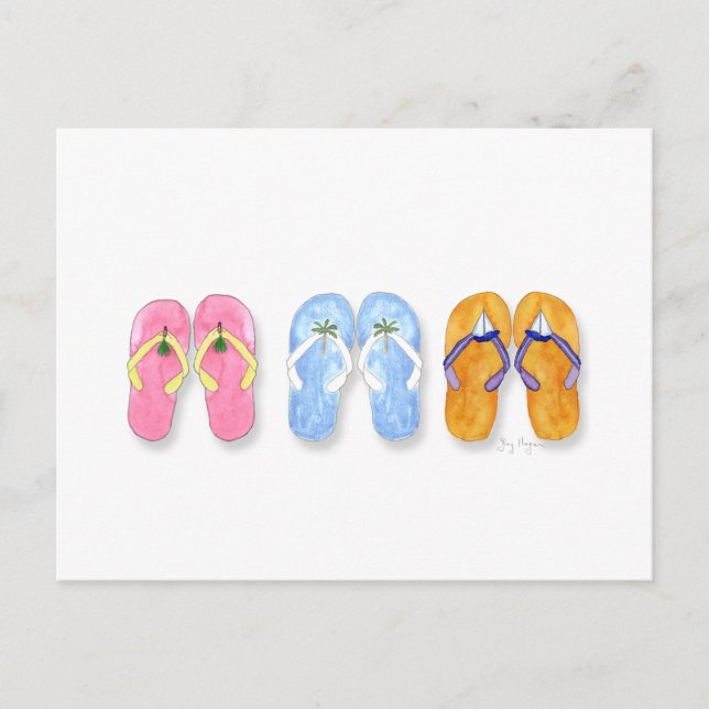 3 paires de cartes postales Flip-Flops (Devant)