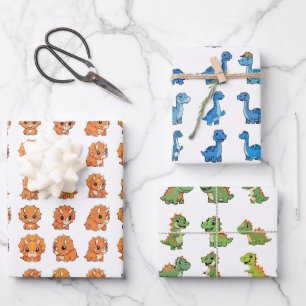 3 Papier d'emballage de fête d'anniversaire à moti
