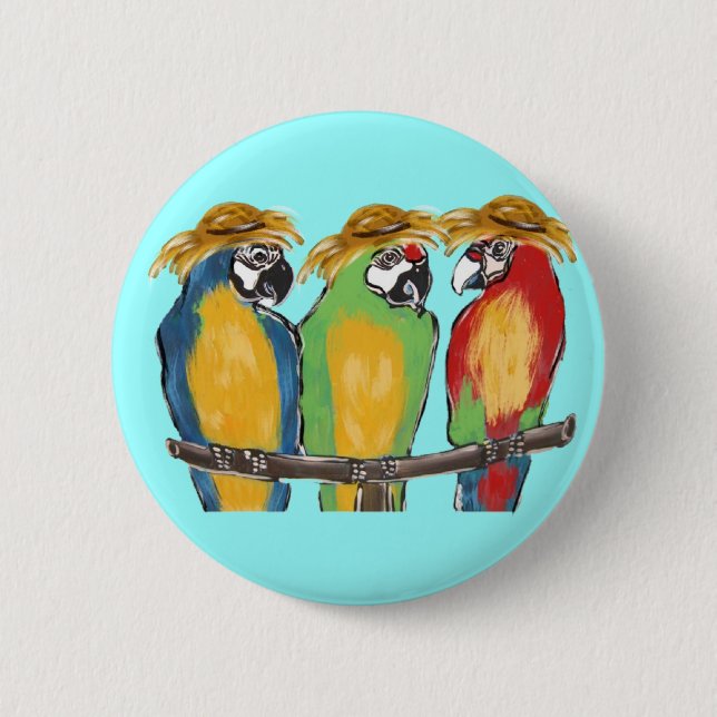 3 Parrots 2 Inch Round Button (Front)