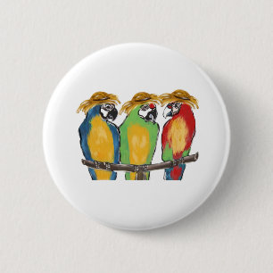 3 Parrots 2 Inch Round Button