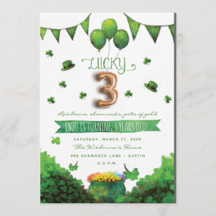 3 Patrick's Day Invitations à la fête d'anniversai