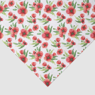  3 Pcs   Watercolor Red Poppies Wildflowers Tissue Paper