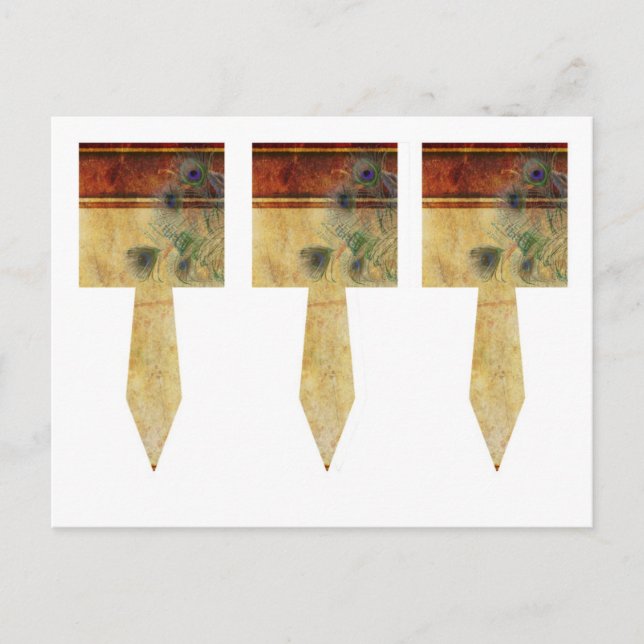 3 Peacock Feather Wedding Cup Cake Picks Postcard (Front)