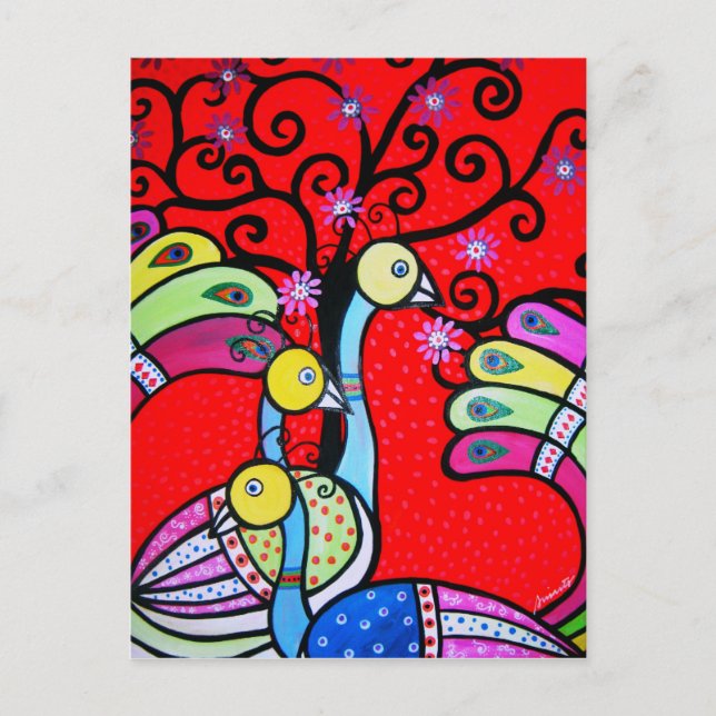 3 PEACOCKS POSTCARD (Front)