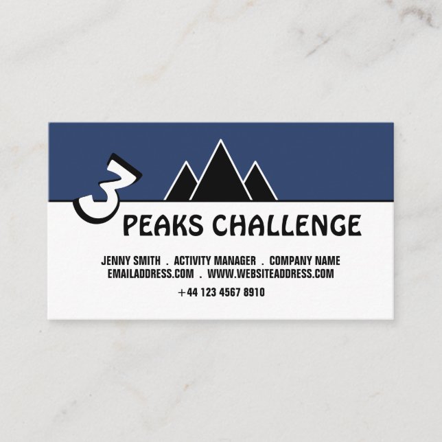 3 Peaks Challenge, Mountaineering Business Card (Front)