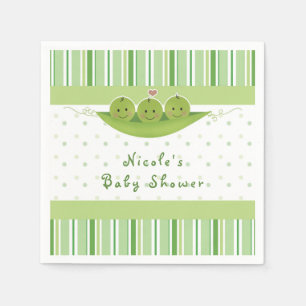3 Peas in a Pod Triplets Baby Shower Party Custom Napkin