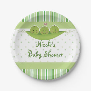 3 Peas in a Pod Triplets Baby Shower Party Custom Paper Plate
