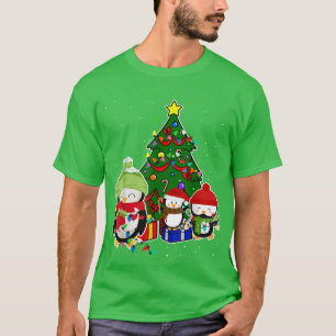 3 Penguins Costume Three Santa Cute Christmas Tree T-Shirt