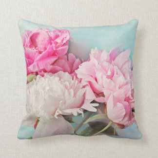 3 peonies throw pillow