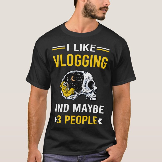 3 People Vlogging Vlogger Vlog T-Shirt (Front)