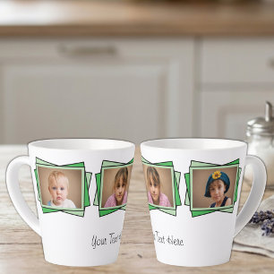 3 photo add your text green latte mug