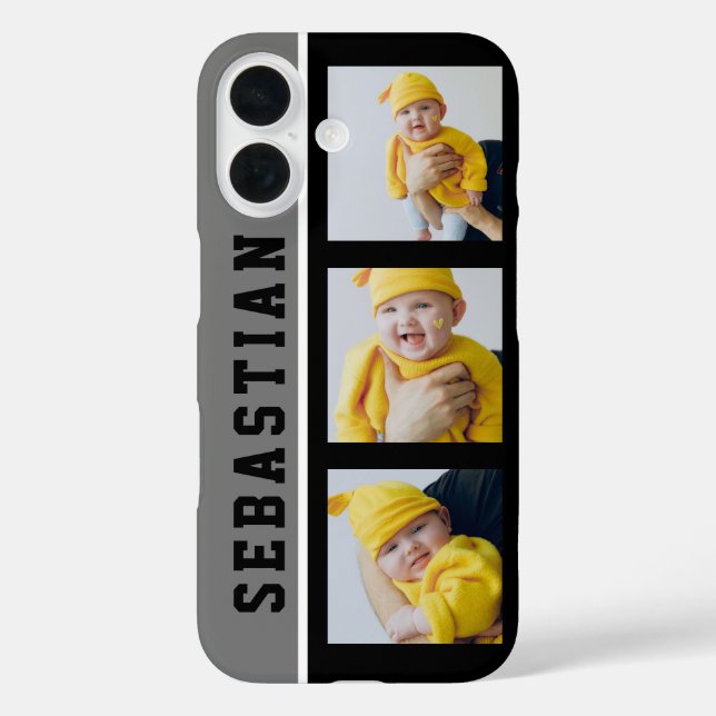3 Photo And Name Unique Custom Made Personalized Case-Mate iPhone Case (Back)