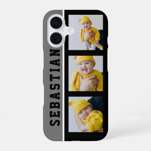 3 Photo And Name Unique Custom Made Personalized iPhone 16 Case