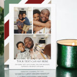 3 Photo and stripped back template<br><div class="desc">Bold Retro Christmas colours,  flat cards. Personalized with your own photographs and text from Ricaso .. add your own details to these stunning cards that will make an impression with stripped colours to the back</div>