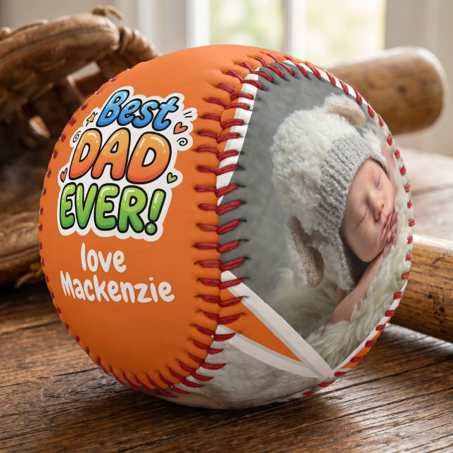 3 Photo and Text Personalized Best Dad Ever Baseball (3 Photo and Text Personalized Best Dad Ever Baseball
by Ricaso . Father's day gift ideas from child.)