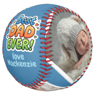 3 Photo and Text Personalized Best Dad Ever Softball