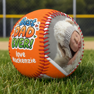 3 Photo and Text Personalized Best Dad Ever Softball