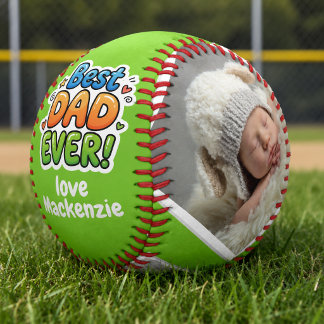 3 Photo and Text Personalized Best Dad Ever Softball