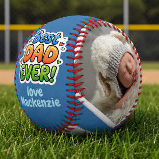 3 Photo and Text Personalized Best Dad Ever Softball
