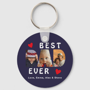 3 Photo Best Dad Ever Collage Custom Keychain