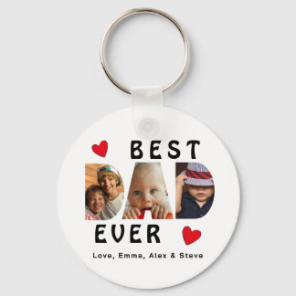 3 Photo Best Dad Ever Collage Personalized Keychain